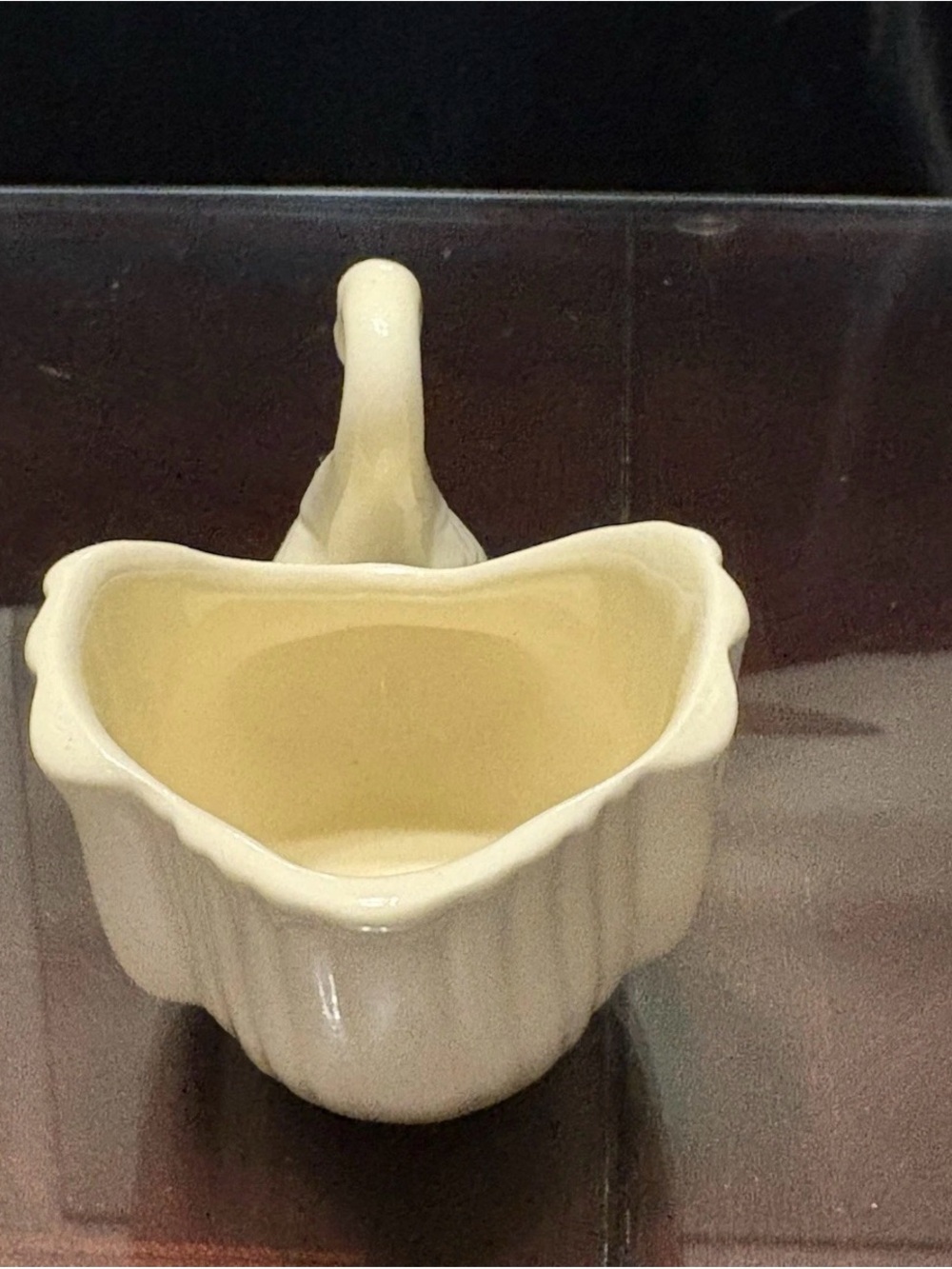 Vintage Cream Ceramic Swan Decorative Planter Vase- Elegant Home Decor 5”x 4” - Picture 4 of 12
